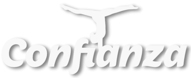 Logo der Turngruppe Confianza des TuS Westerloy – mit stilisierter Figur im Handstand über dem Schriftzug ‚Confianza‘